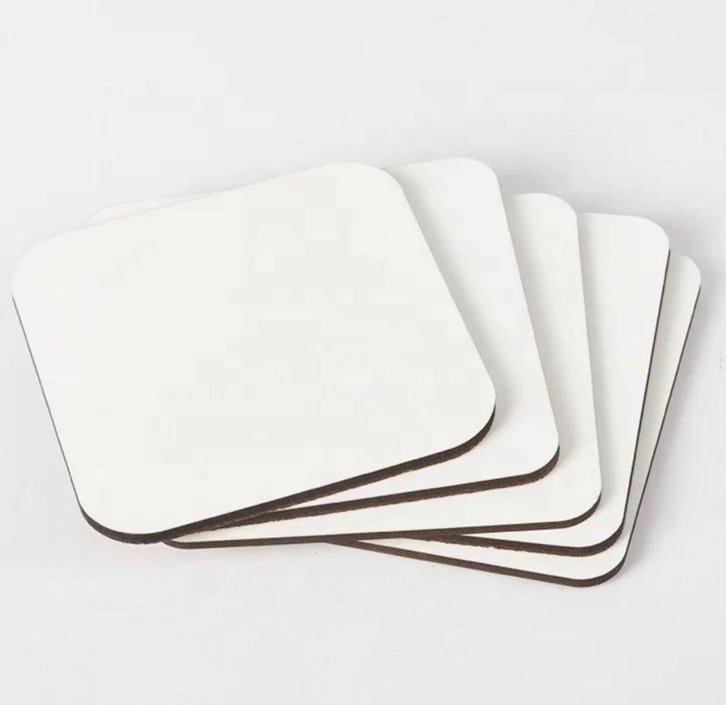 WHITE SUBLIMATION HARDBOARD COASTERS