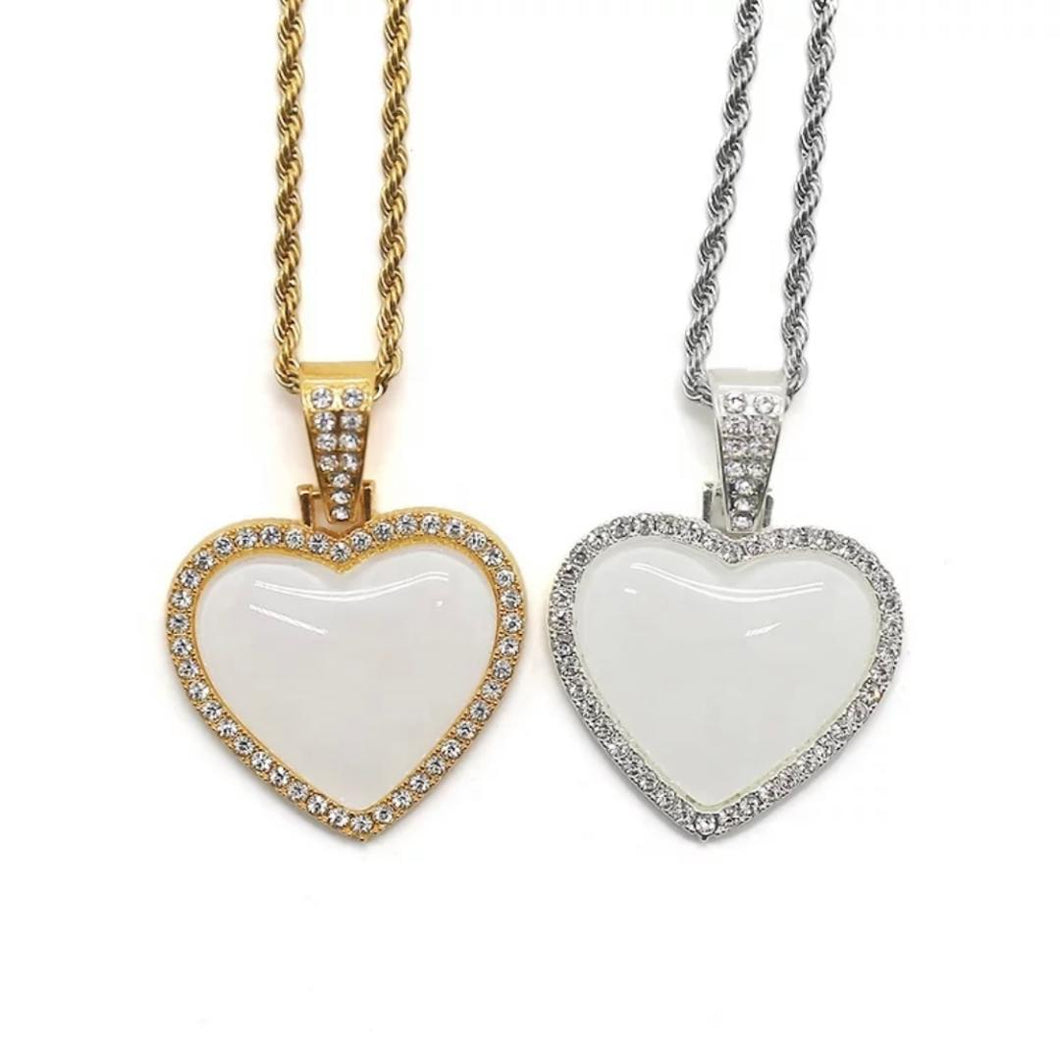 SUBLIMATION HEART BLINGSTONE NECKLACE